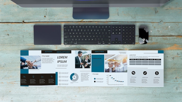 Quadrifold brochure mockup