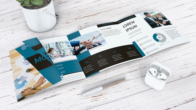 Quadrifold brochure mockup