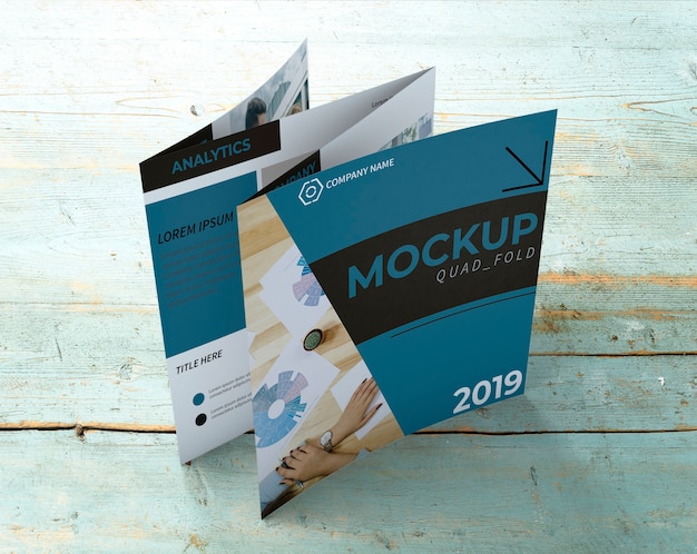 PSD quadrifold brochure mockup