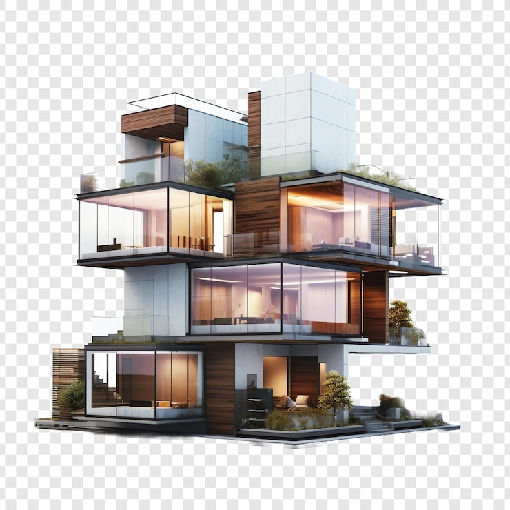 PSD quadruplex house izolowany na przezroczystej tle