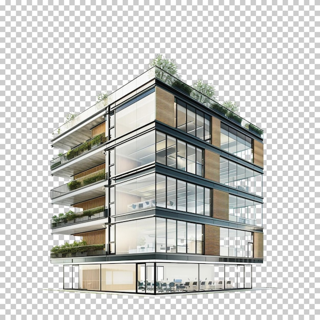 PSD quadruplex tenement house building isolated on transparent background