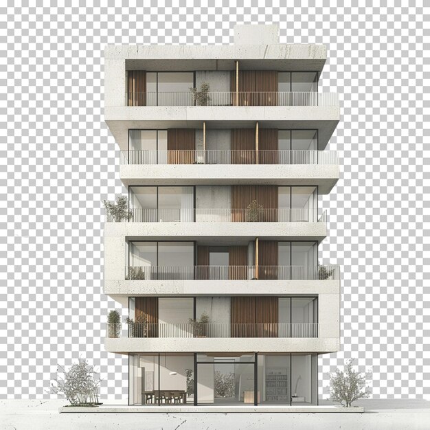 PSD quadruplex tenement house building isolated on transparent background