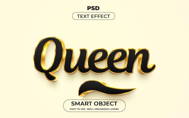 PSD queen 3d editable text effect style template