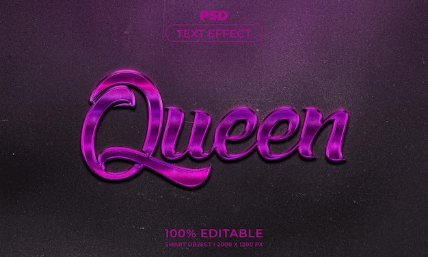 Queen 3d editable text effect style with background