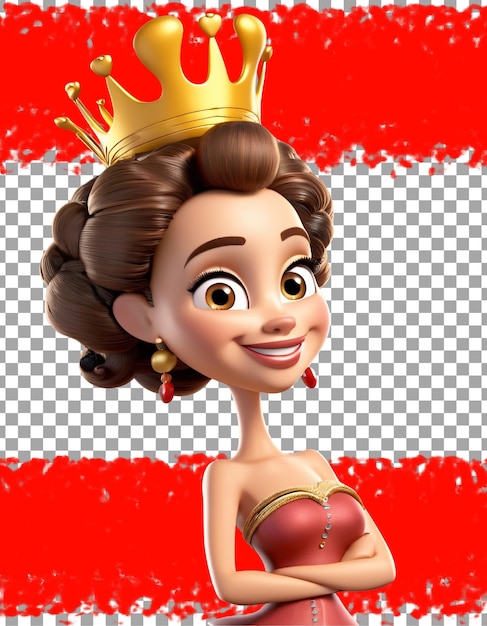 Queen cartoon character isolated on transparent background