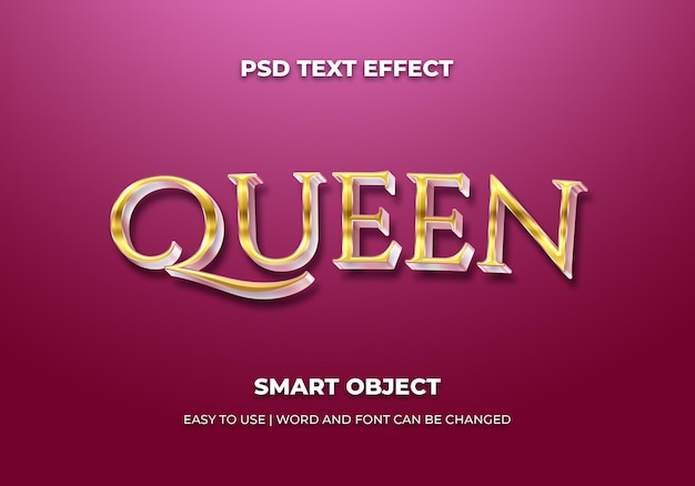 Королева золотой текстовый эффект редактируемый элегантный и богатый стиль текста