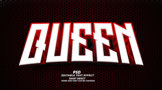 PSD modello di photoshop effetto testo modificabile queen psd 3d con sfondo