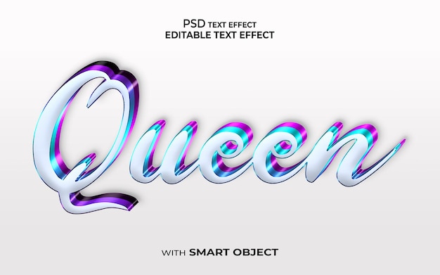 Queen text effect 3d style mockup font effect