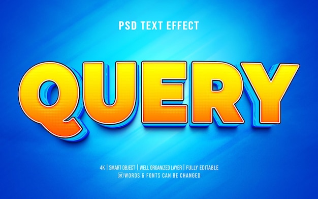 PSD query 3d editable text effect font style