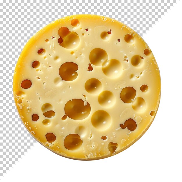 クエソは透明な背景に隔離された丸いスイスチーズです