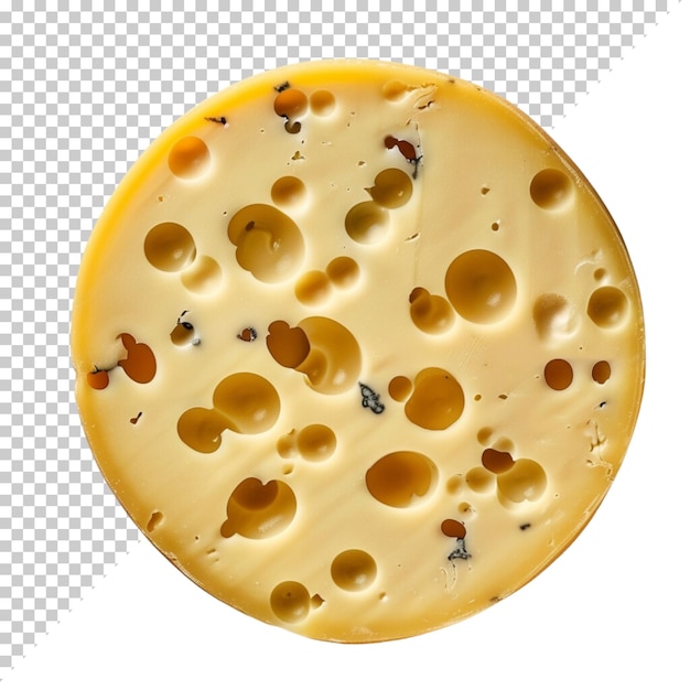 PSD queso a round swiss cheese isolated on transparent background