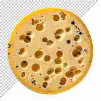 PSD queso a round swiss cheese isolated on transparent background