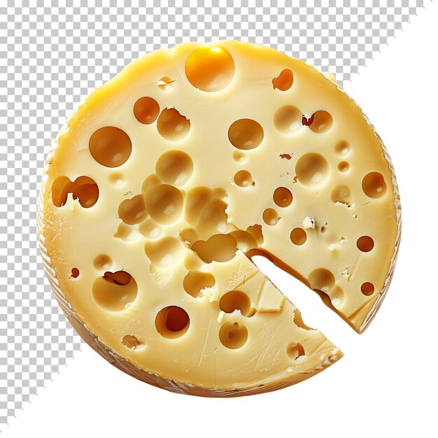 Queso a round swiss cheese isolated on transparent background