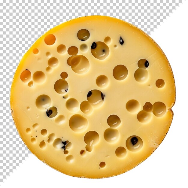 PSD queso a round swiss cheese isolated on transparent background