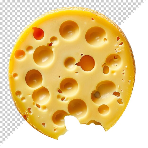 PSD queso a round swiss cheese isolated on transparent background