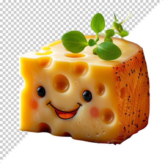 PSD queso a round swiss cheese isolated on transparent background