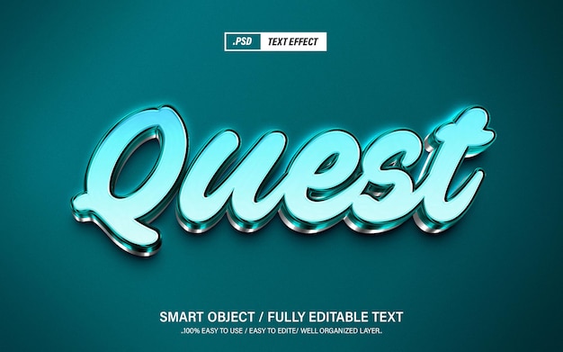 PSD quest 3d editable psd text effect