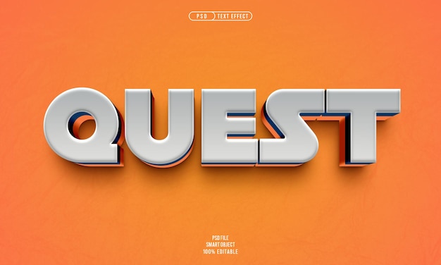 Quest 3D edytowalny efekt tekstu Żółty tekst 3D