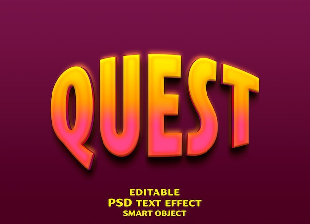 quest 3d text effect design