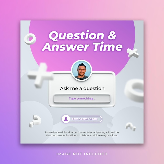 PSD ソーシャルメディア投稿instagramクリエイティブテンプレートの質問と回答の時間