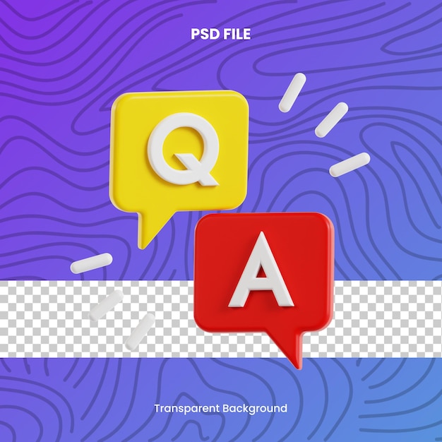 Question answer 3d render icon illustration psd file transparent background feedback