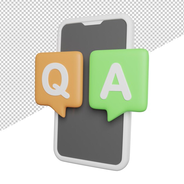 Question And Answer side view 3d rendering icon illustration on transparent background