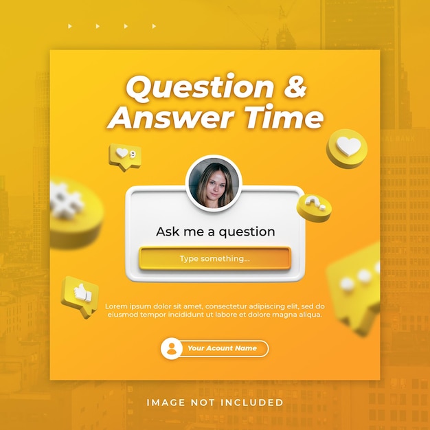 PSD question and answer time for social media post instagram creative template