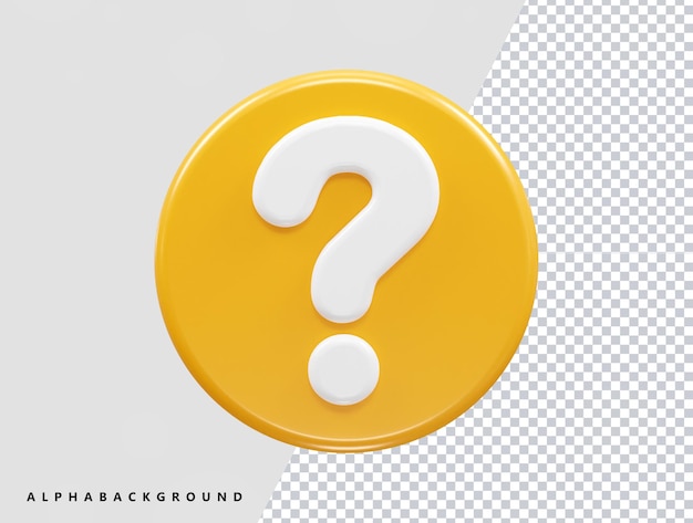 Question icon 3d rendering vector illustration transparent element