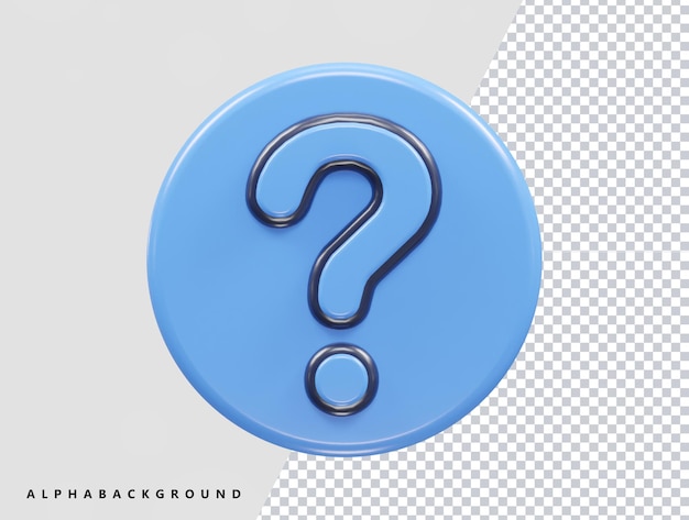 Question icon 3d rendering vector illustration transparent element