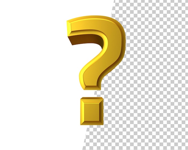 Question icon gold mark 3d render