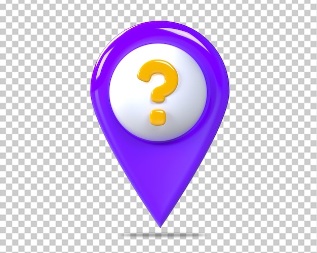 question mark and location pointer 3d icon on isolated background