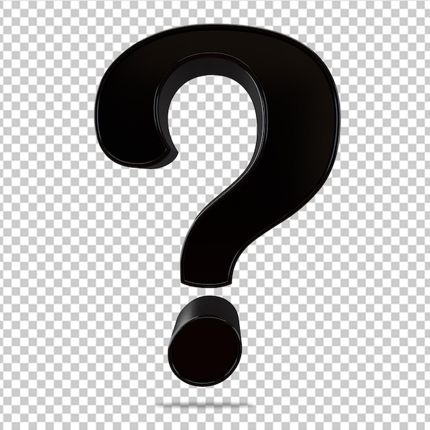 Question mark black icon 3d ask sign