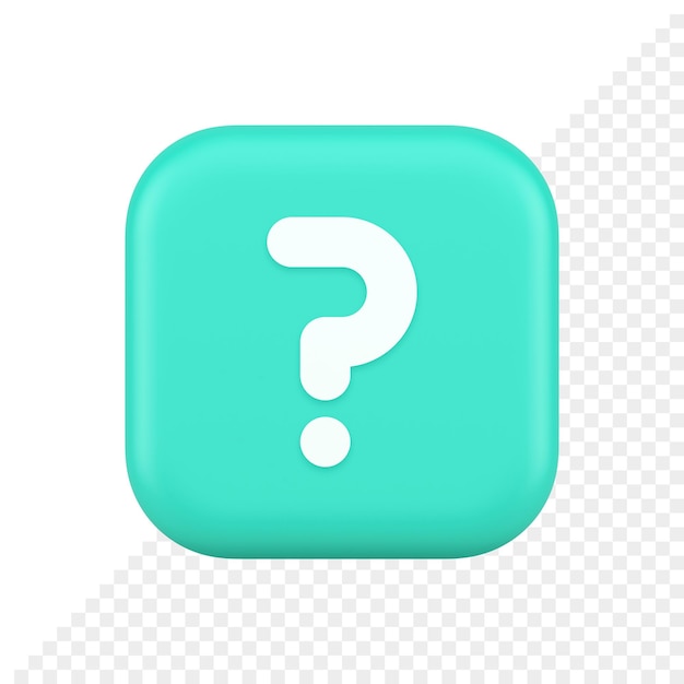 PSD question mark button advise attention answer faq point internet info support 3d icon