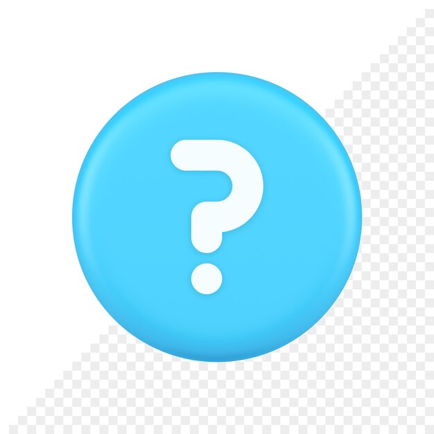 Question mark button advise attention answer FAQ point internet info support 3d icon