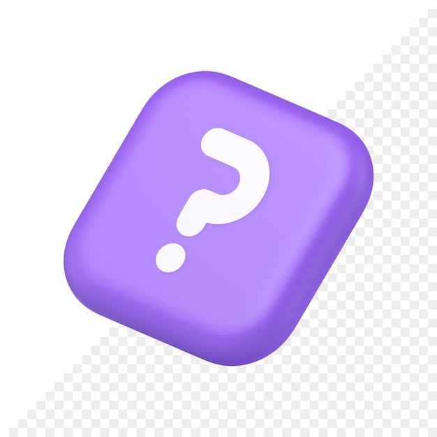 Question mark button advise attention answer FAQ point internet info support 3d isometric icon