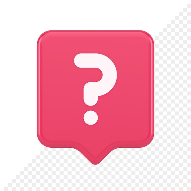 Question mark button advise attention answer faq point internet info support 3d speech bubble icon