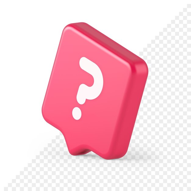 Question mark button advise attention answer FAQ point internet info support 3d speech bubble icon