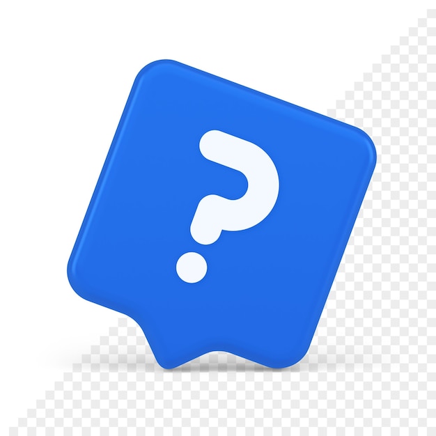 PSD question mark button advise attention answer faq point internet info support 3d speech bubble icon