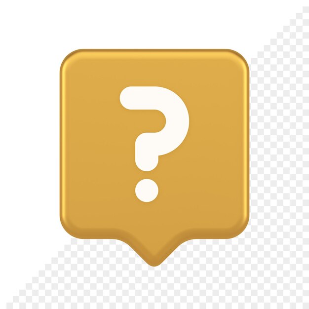 PSD question mark button advise attention answer faq point internet info support 3d speech bubble icon