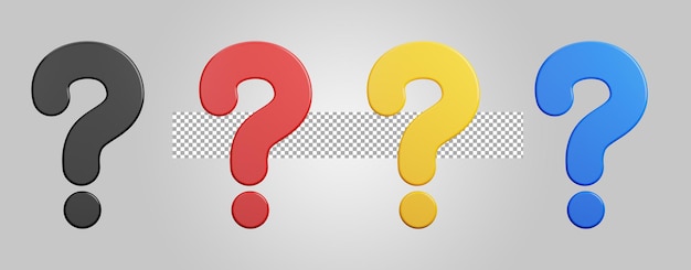 question mark concept isolated on transparent background. 3d render