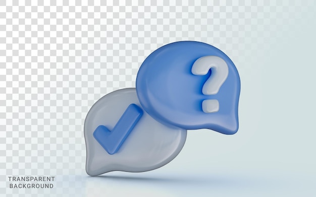 PSD question mark confirmed signs of false rejection or clarification survey reaction 3d render icon