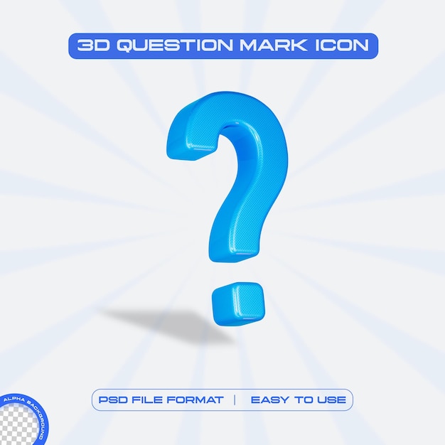 PSD question mark sign 3d render illustration