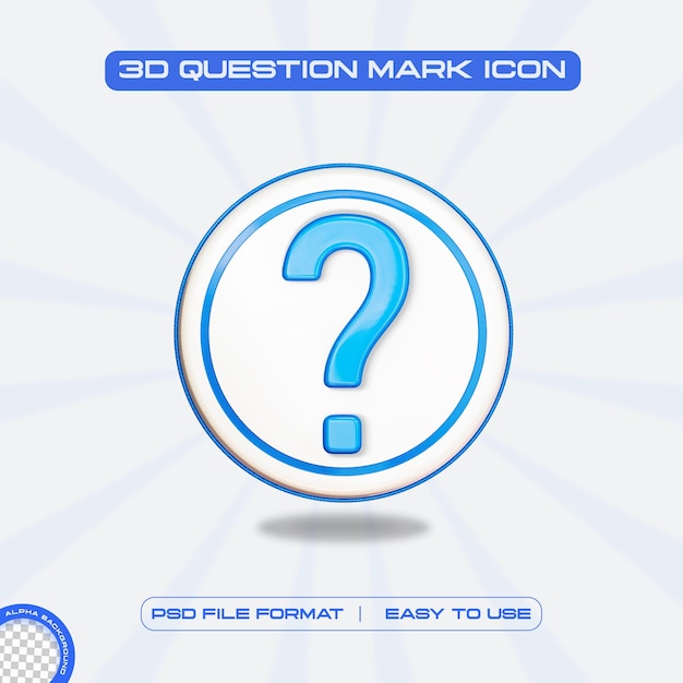 PSD question mark sign 3d render illustration