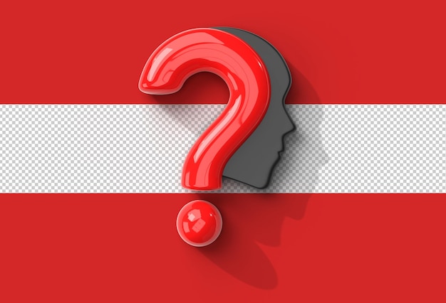 PSD question mark with human face transparent psd file.