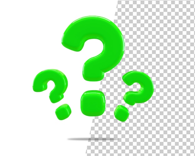 PSD question marks green icon 3d