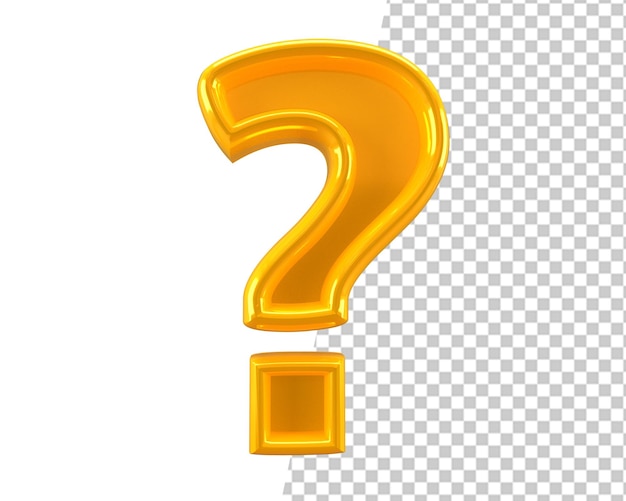 PSD question pin mark golden icon 3d render