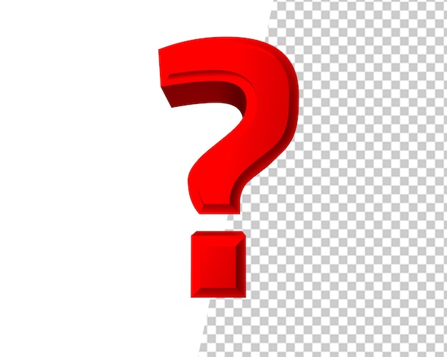 PSD question red mark 3d isolated on transparent background