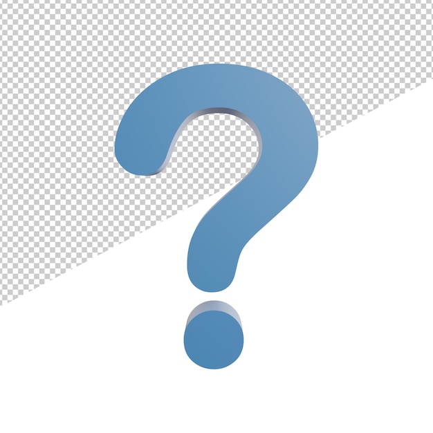 question symbol sign front view 3d illustration rendering icon transparent background