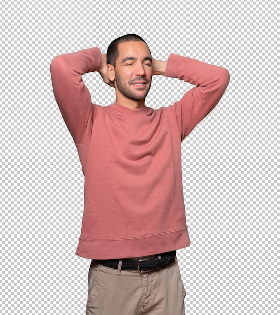 quiet man making a relaxation gesture