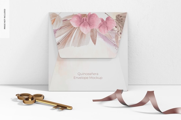 PSD quinceanera envelope mockup フロントビュー